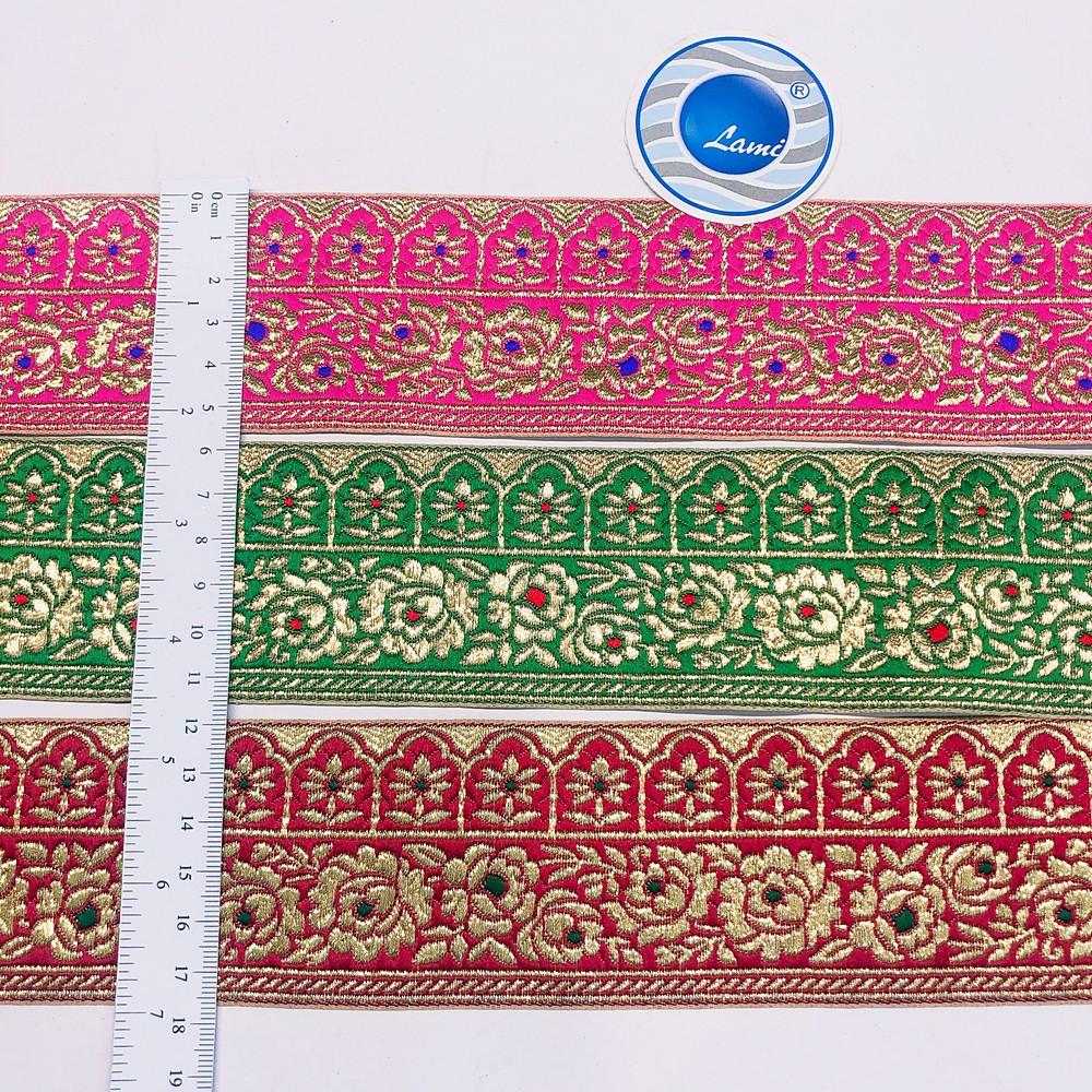 55mm Traditional Banarasi Flower Design Jacquard lace, view 1