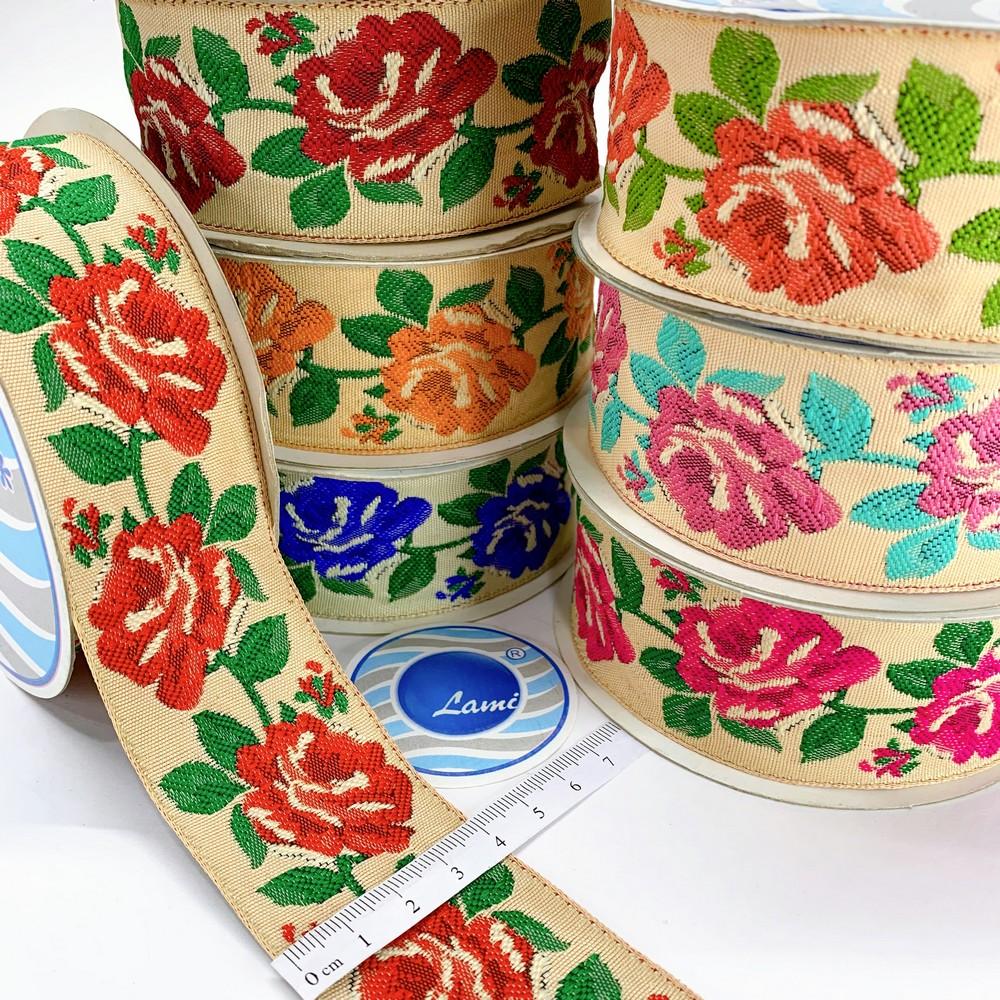 40mm Flower Design Jacquard Ribbon, view 5