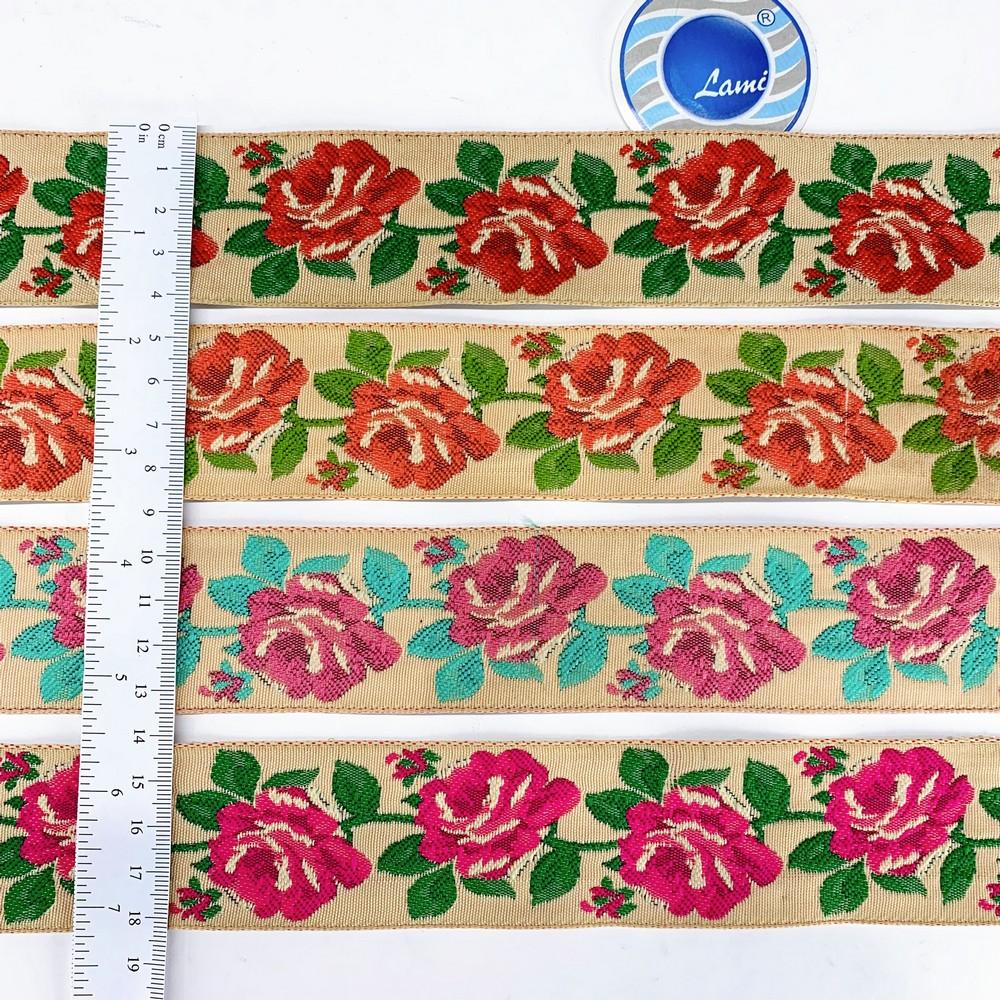 40mm Flower Design Jacquard Ribbon, view 1