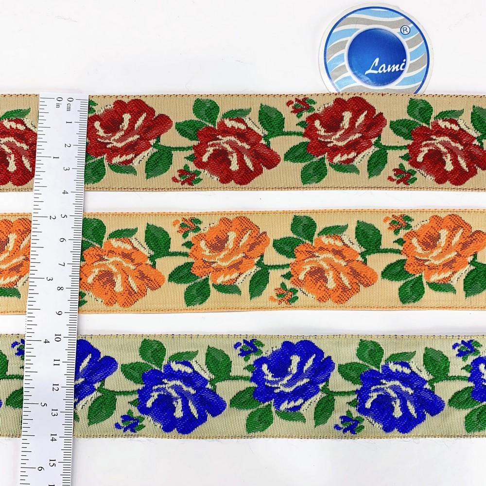 40mm Flower Design Jacquard Ribbon, view 2