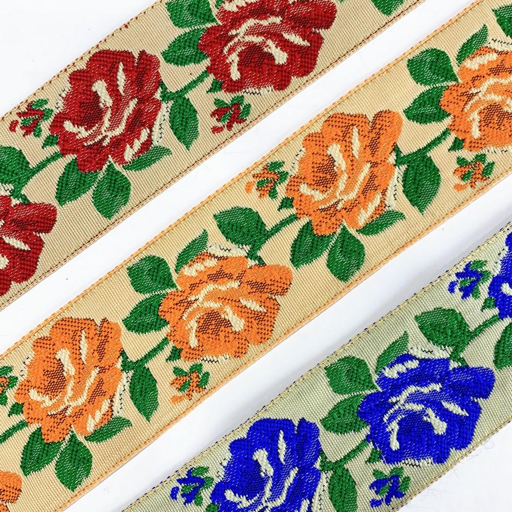40mm Flower Design Jacquard Ribbon, view 4