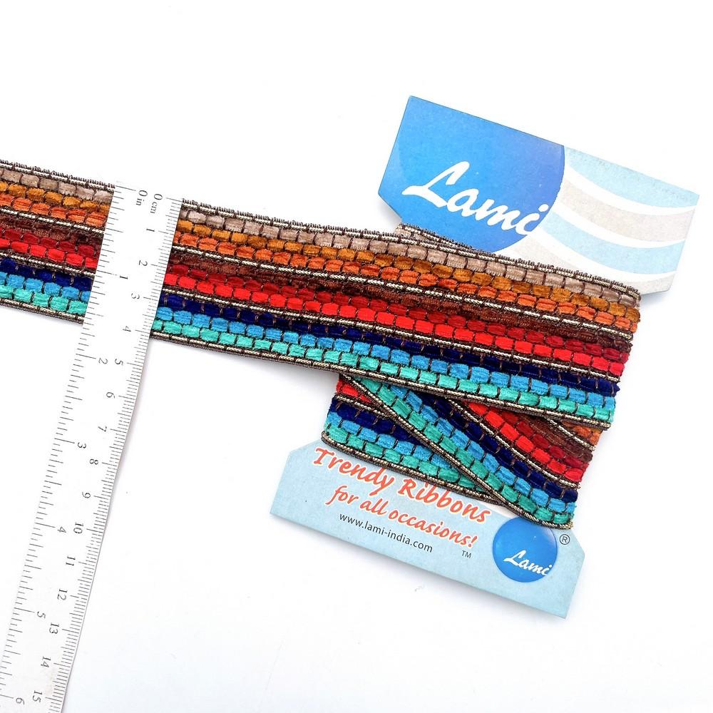 40mm Geometric Jacquard Ribbon – Vibrant Woven Pattern Trim – 1 Meter Pack, view 1
