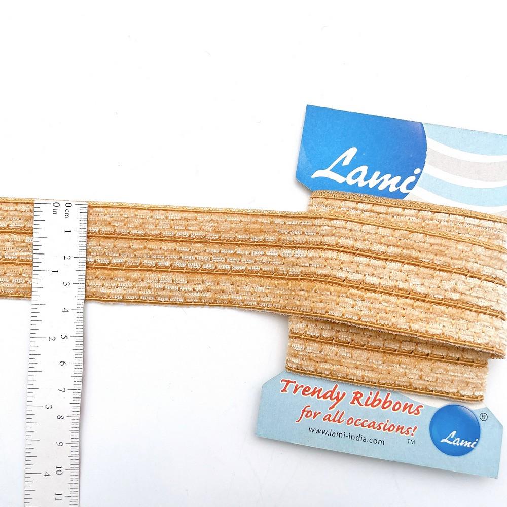 40mm Elegant Cream Jacquard Ribbon – Subtle Shine with Textured Stripes – 1 Meter Pack, view 1
