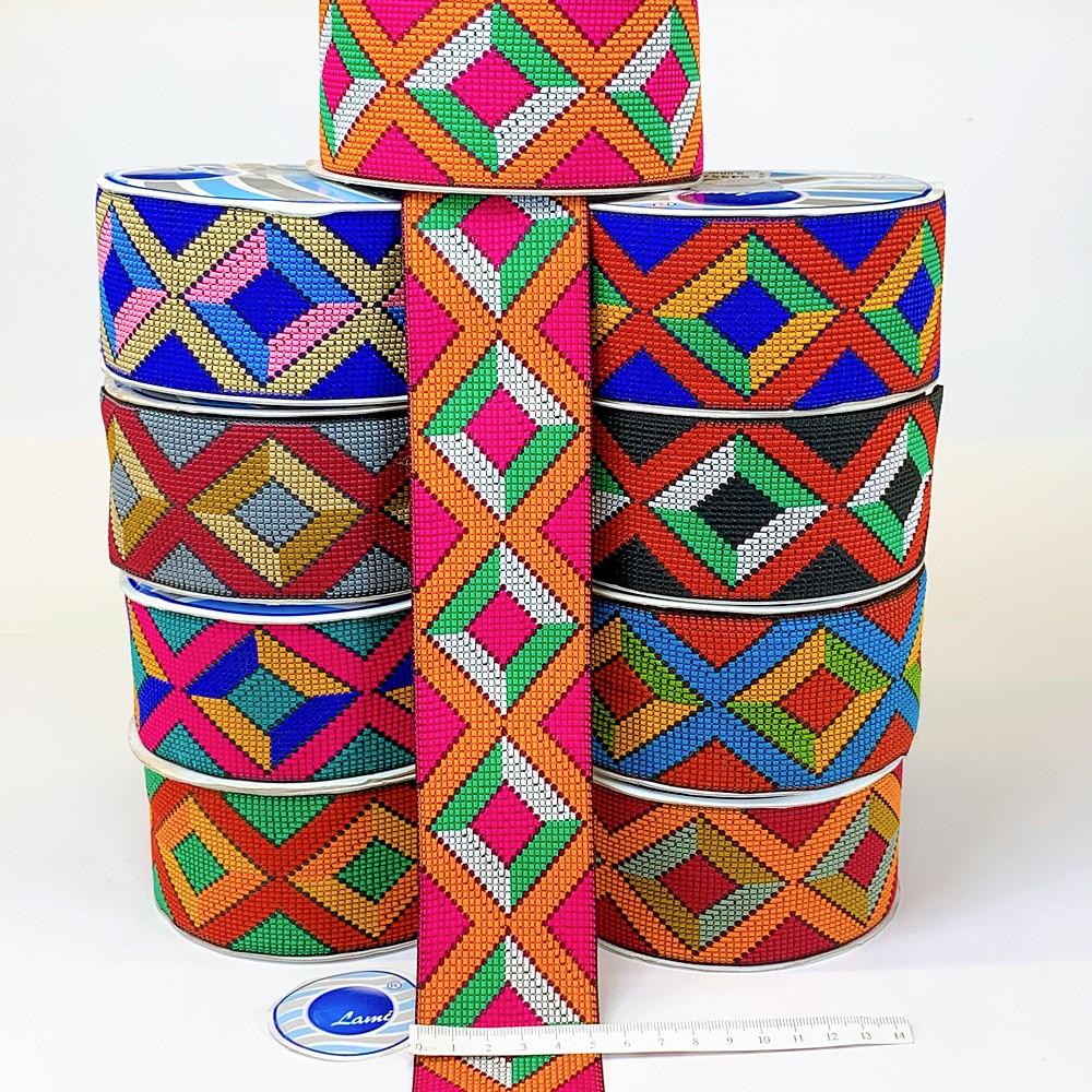 55mm Geometrical ColourFul Jacquard Ribbon, view 7