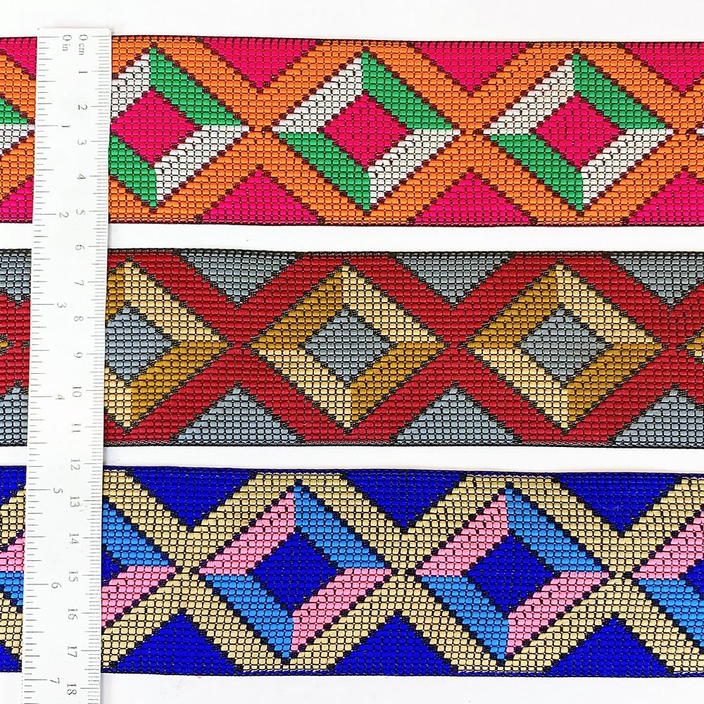 55mm Geometrical ColourFul Jacquard Ribbon, view 2