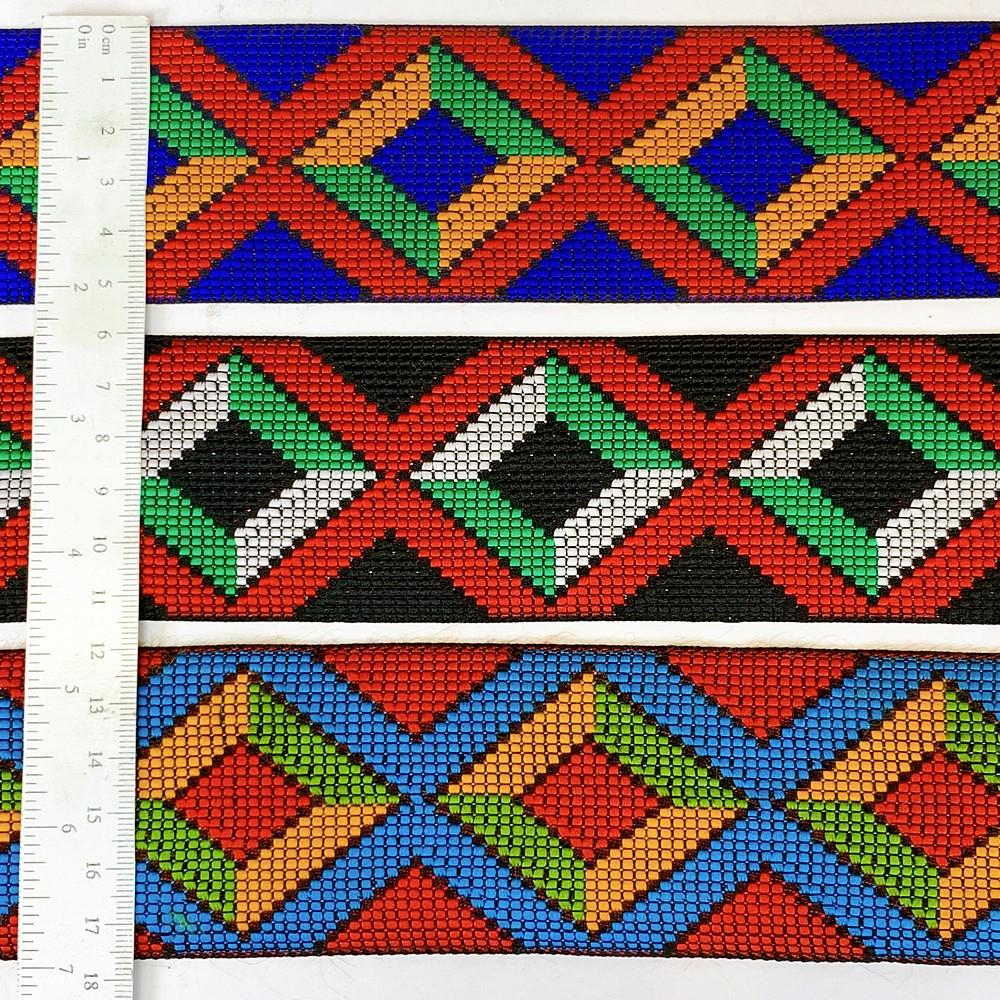 55mm Geometrical ColourFul Jacquard Ribbon, view 3