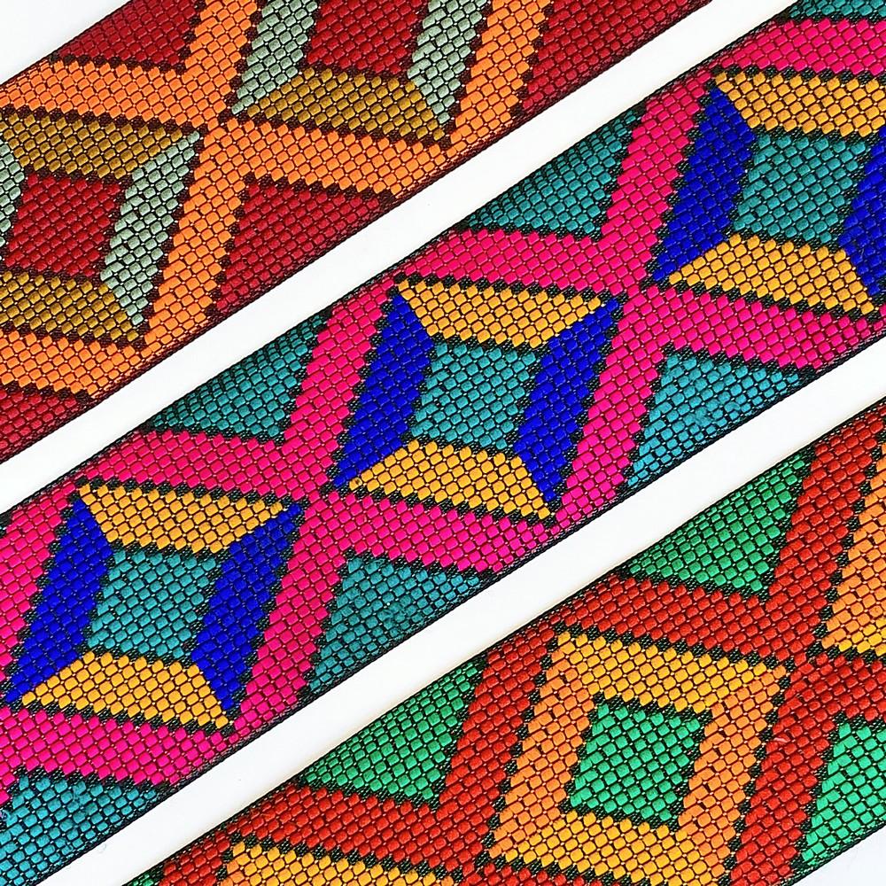55mm Geometrical ColourFul Jacquard Ribbon, view 4