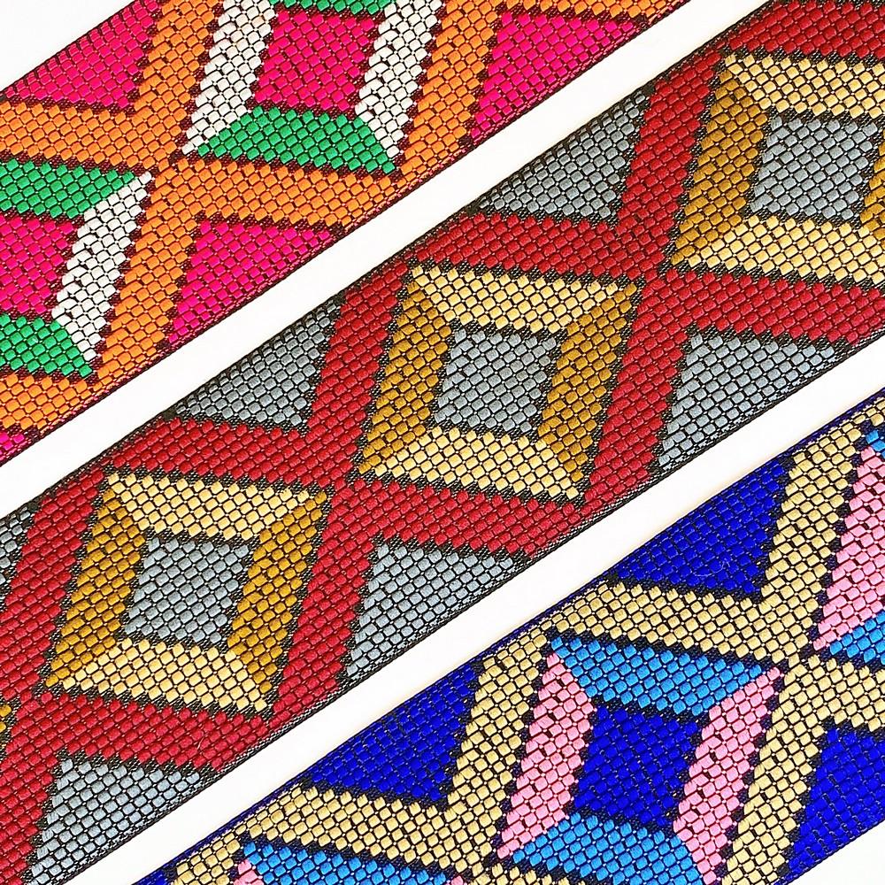 55mm Geometrical ColourFul Jacquard Ribbon, view 6