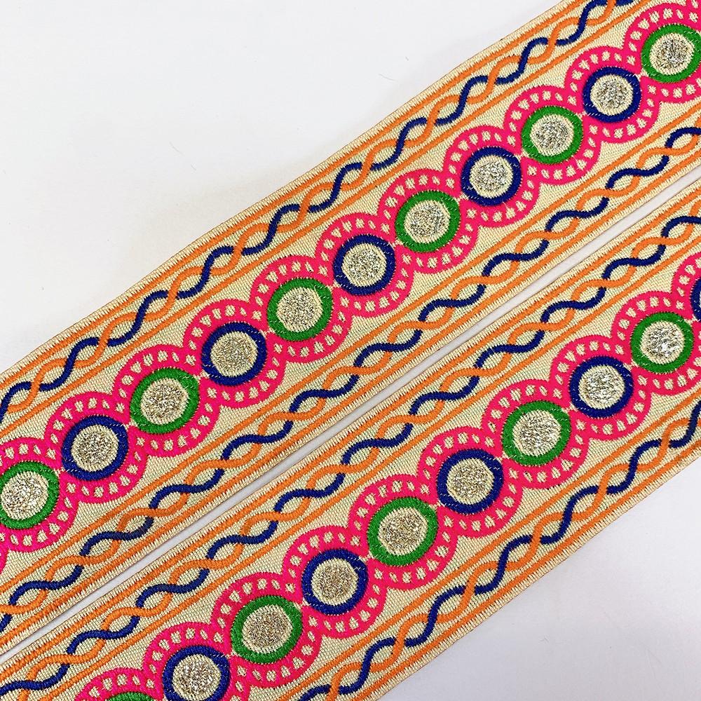 48 mm Kutchi Design Jacquard Lace With Zari Work, view 3