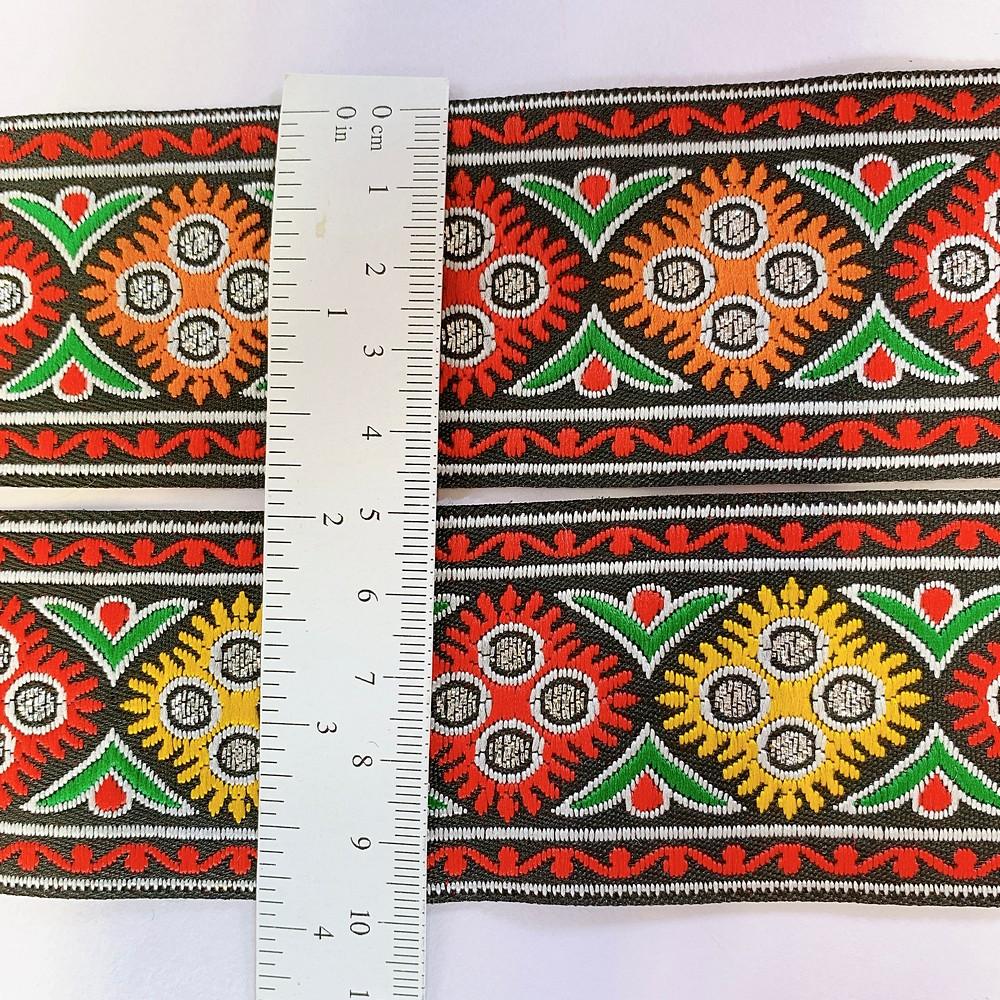 48 mm Kutchi Design Jacquard Lace With Zari Work, view 2