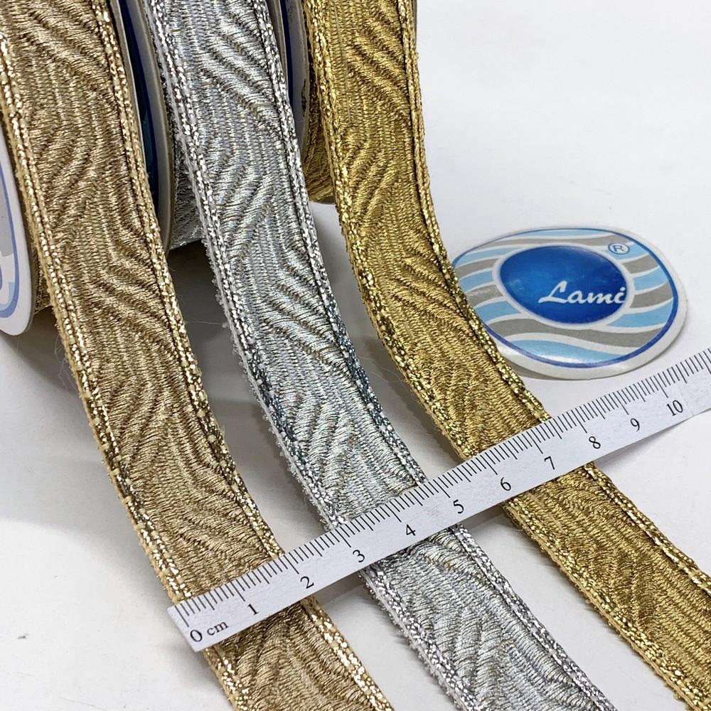 20mm Premium Gold Woven Jacquard Ribbon with Chevron Pattern, view 1