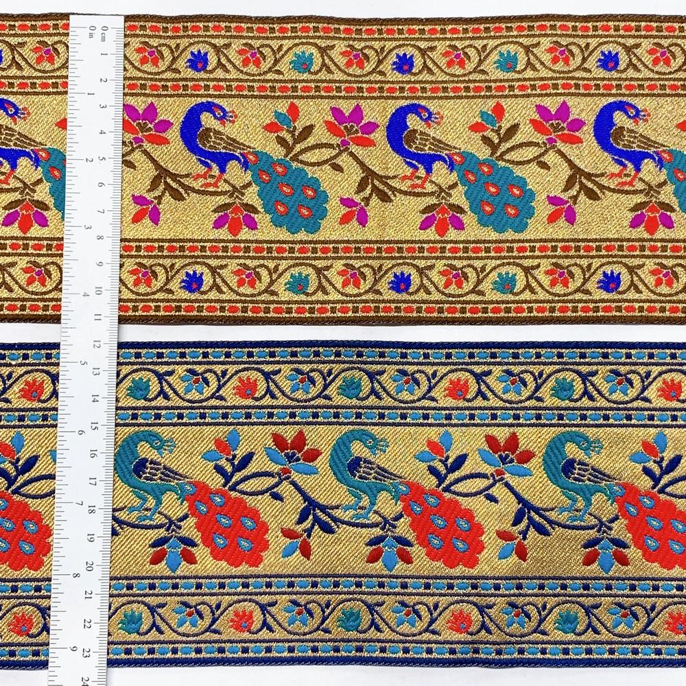 110mm Colorful Peacock Design Jacquard Lace, view 3