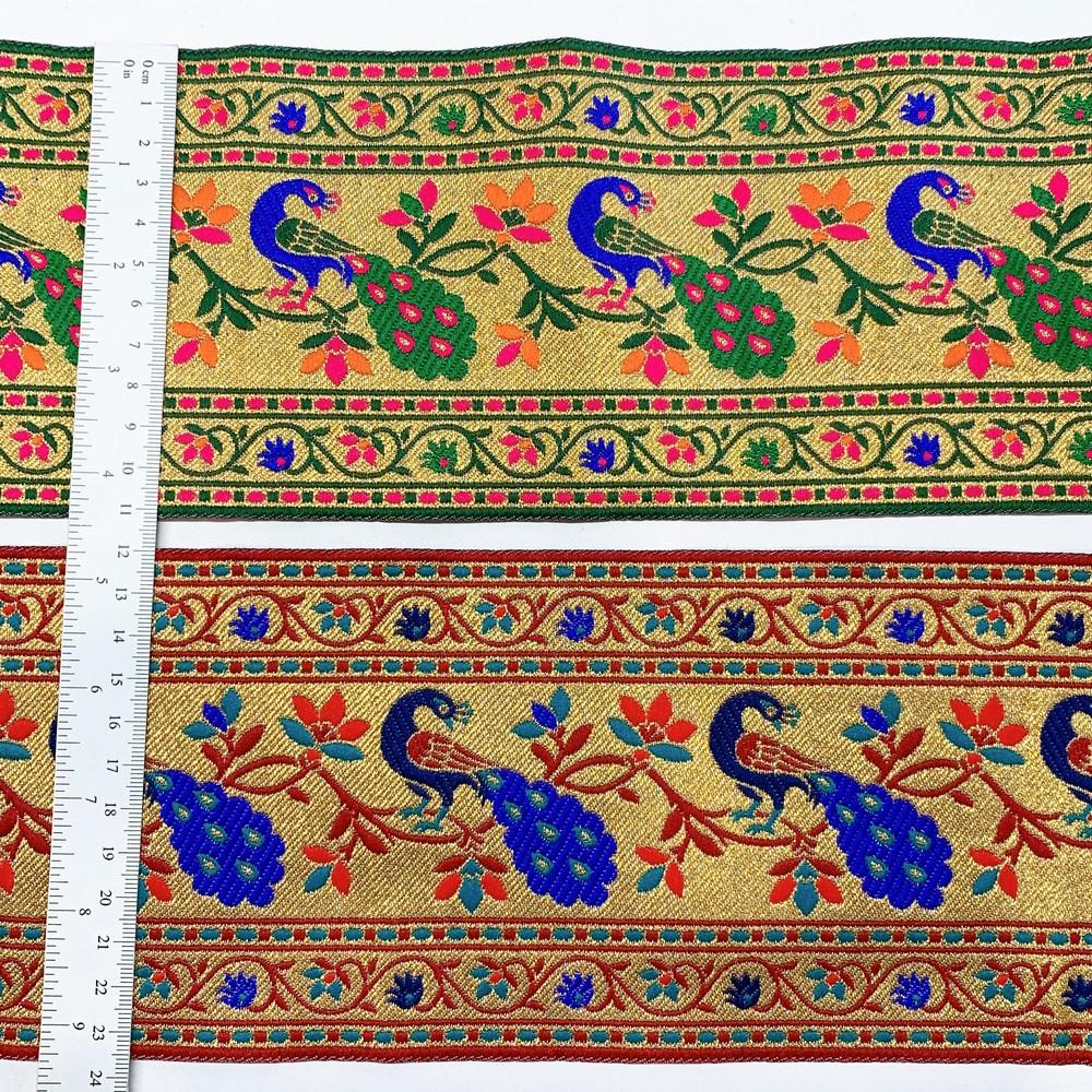 110mm Colorful Peacock Design Jacquard Lace, view 4