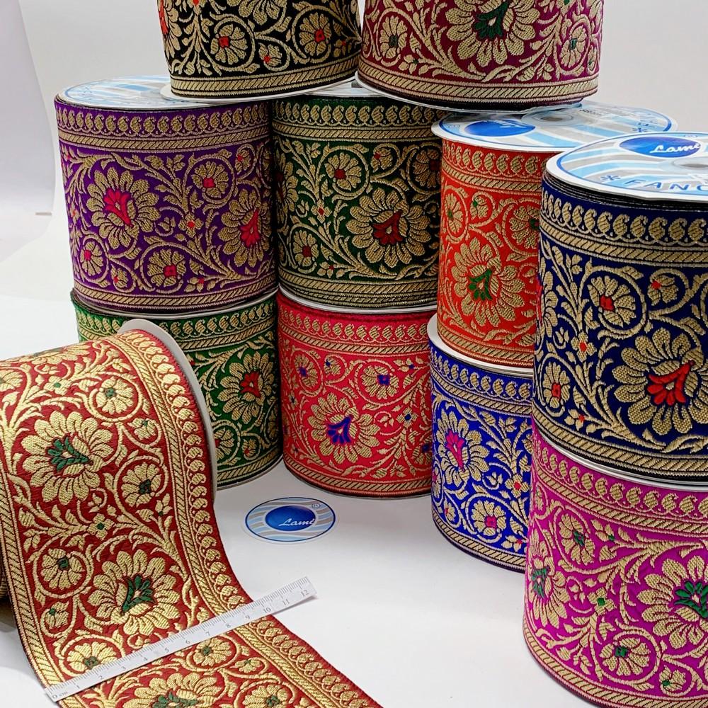 100mm Designer Foral Banarasi Lace, view 1