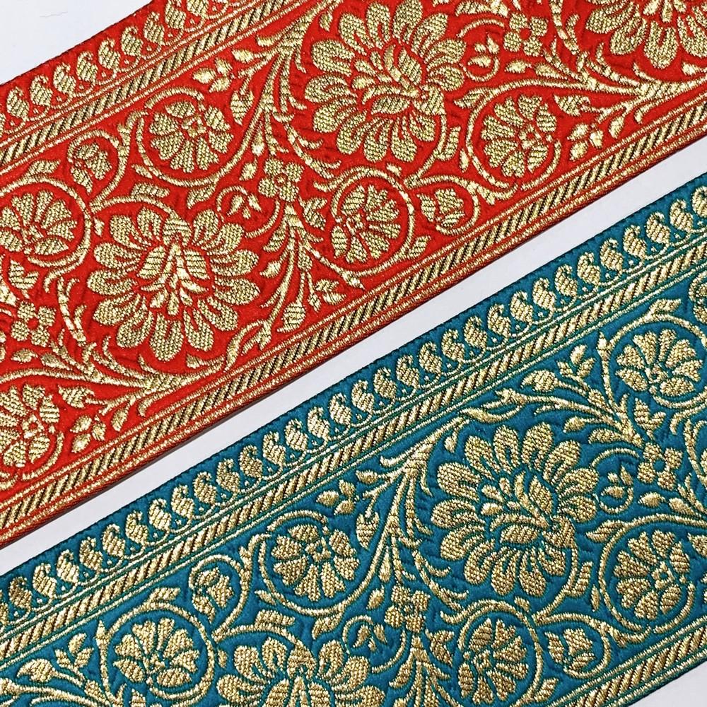 100mm Designer Foral Golden Banarasi Lace, view 8
