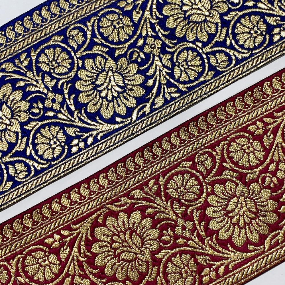 100mm Designer Foral Golden Banarasi Lace, view 9