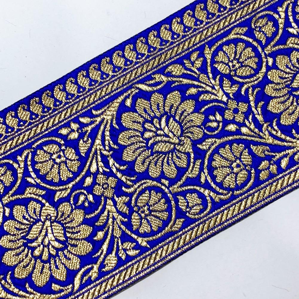 100mm Designer Foral Golden Banarasi Lace, view 13