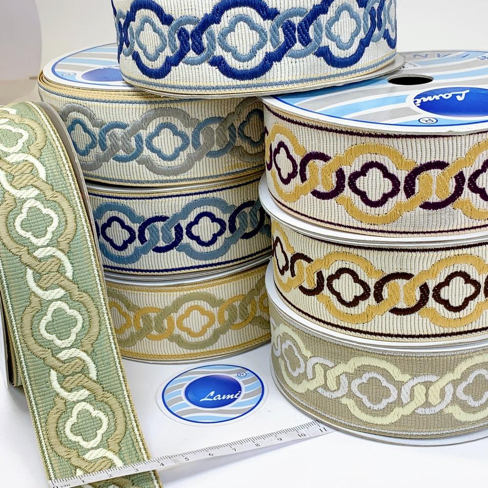 40mm Elegant Tapestry Tape with Geometric Chain Pattern, view 1