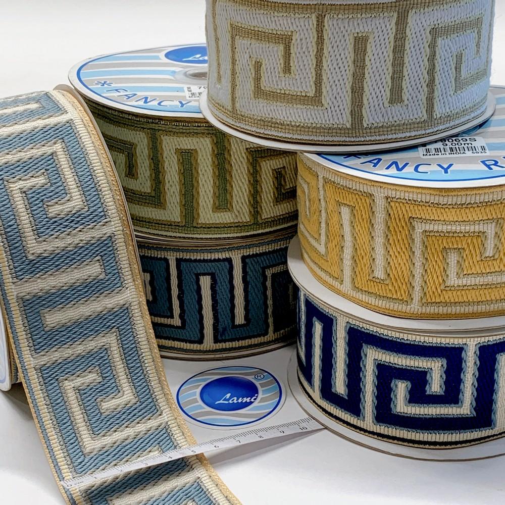 55mm Designer Tapestry Tapes with Greek Key Pattern, view 1