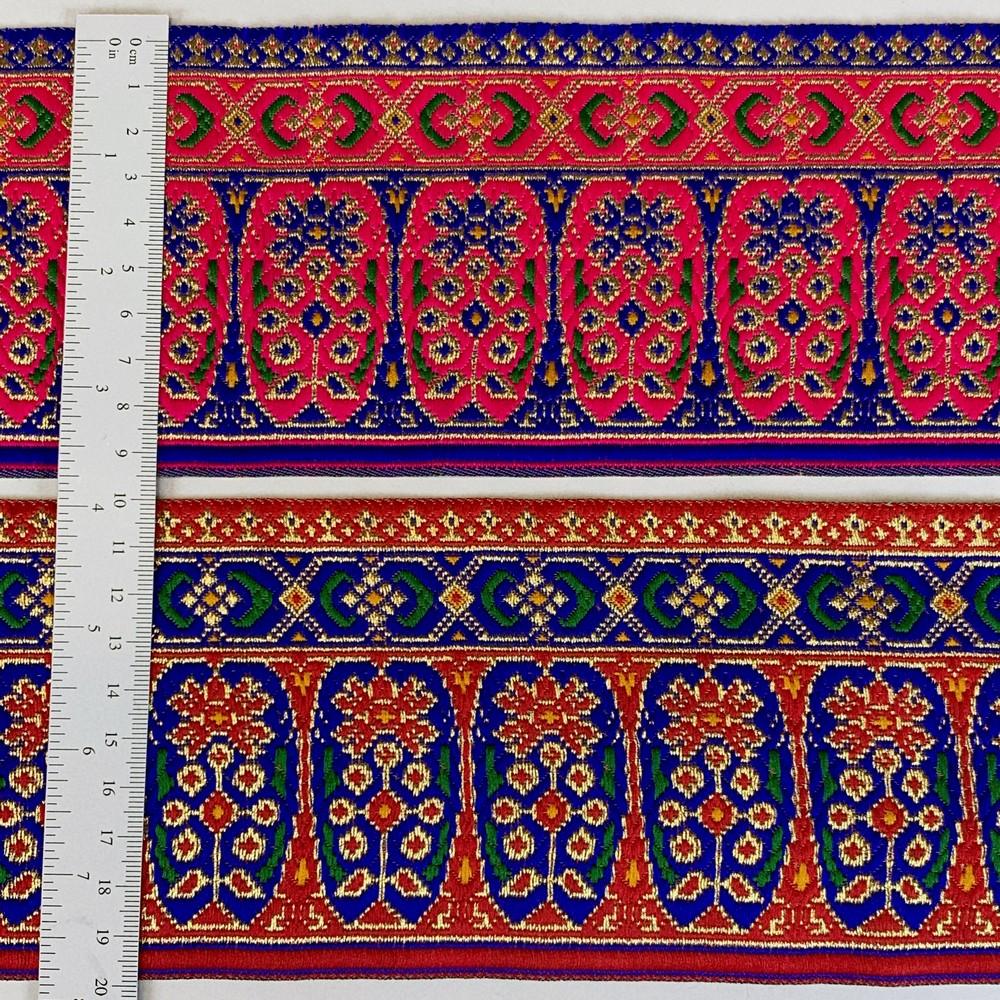 96 mm Colorful Cross stitch Jacquard Lace With Jari Work, view 2