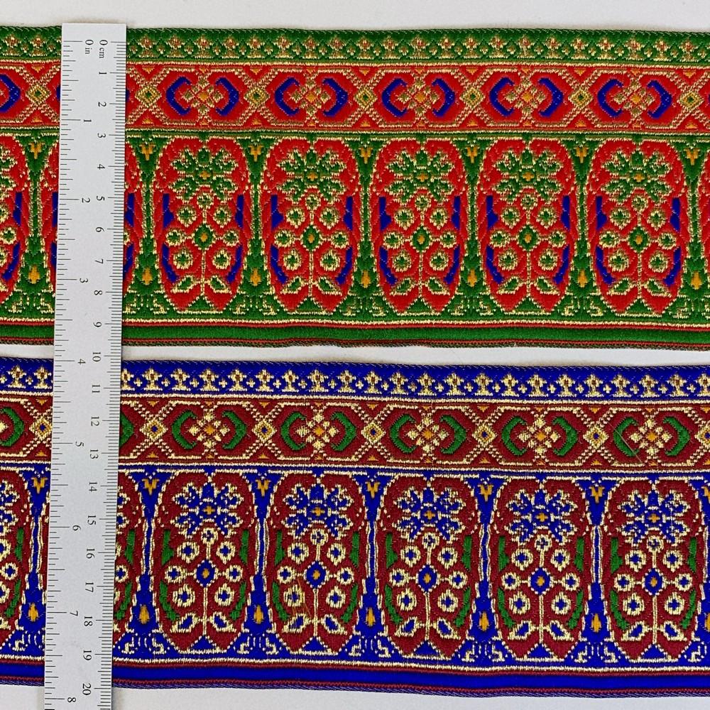 96 mm Colorful Cross stitch Jacquard Lace With Jari Work, view 4