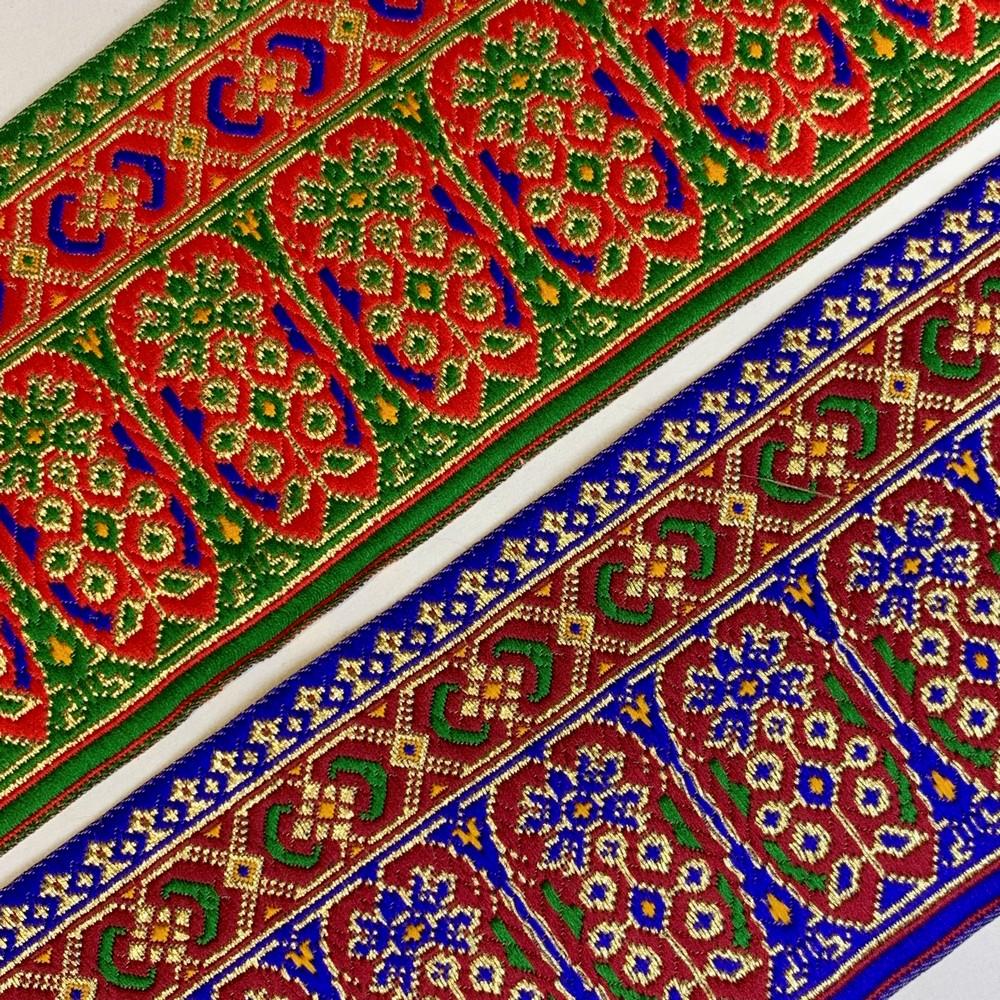 96 mm Colorful Cross stitch Jacquard Lace With Jari Work, view 7