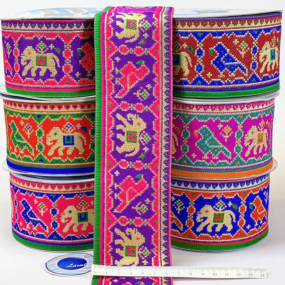 66 mm Colorful Traditional Design Cross stitch Jacquard Lace, view 1