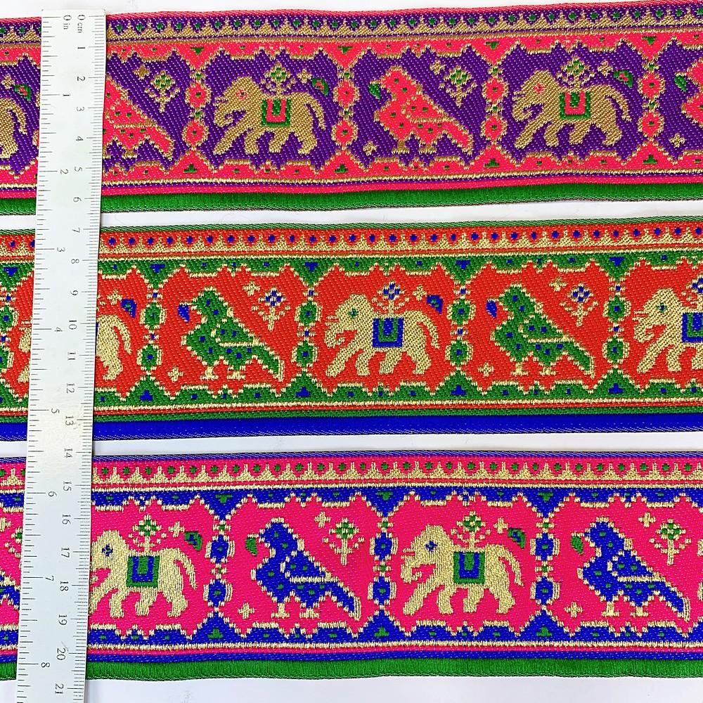 66 mm Colorful Traditional Design Cross stitch Jacquard Lace, view 2