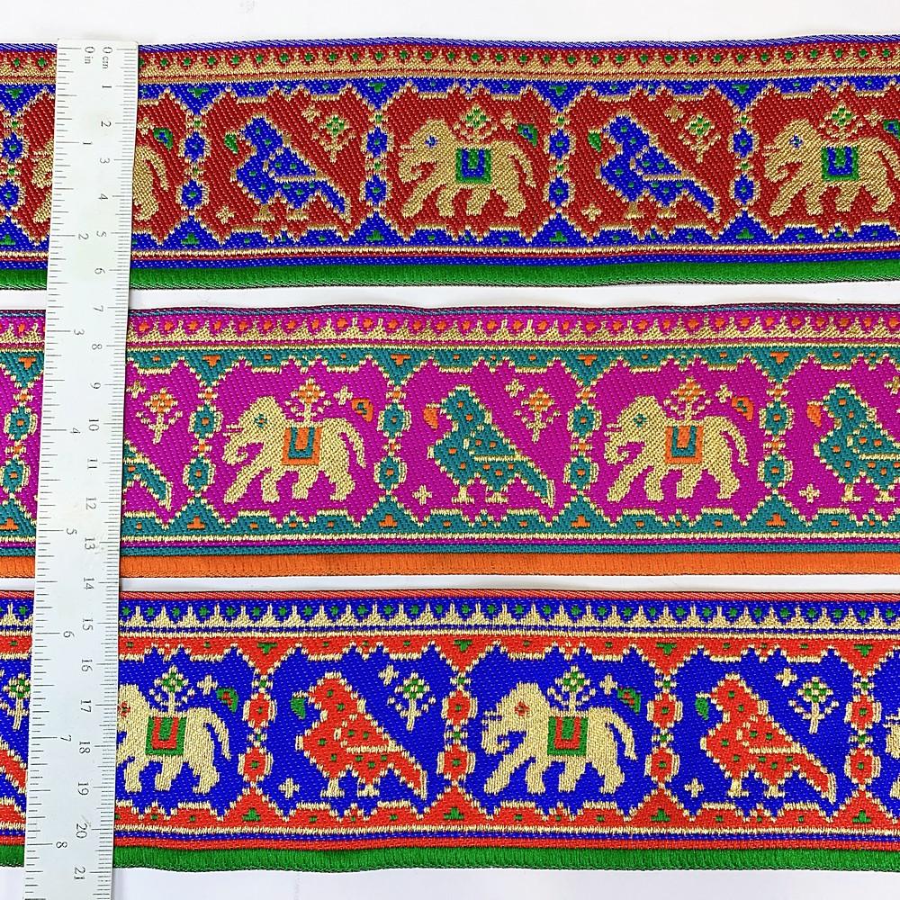 66 mm Colorful Traditional Design Cross stitch Jacquard Lace, view 3