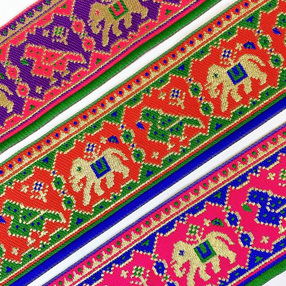 66 mm Colorful Traditional Design Cross stitch Jacquard Lace, view 4