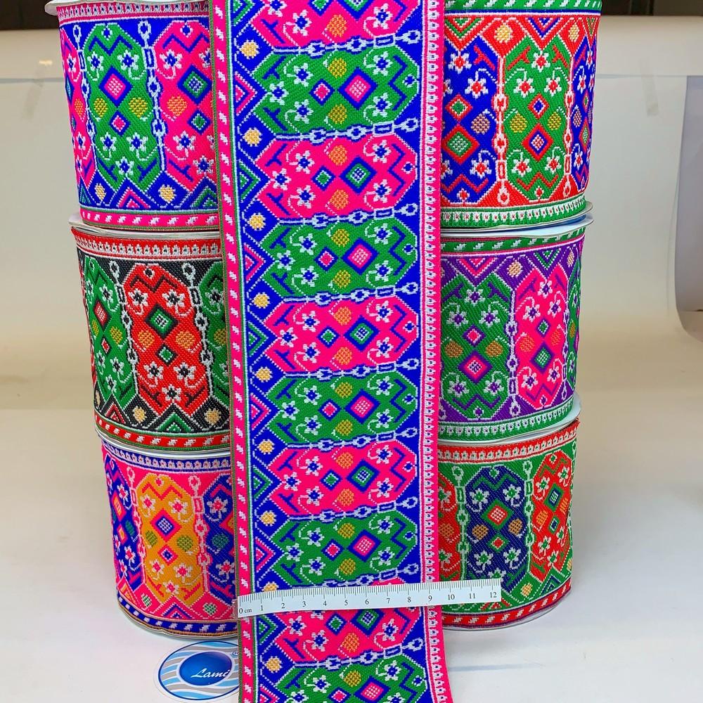 100mm Colorful Cross stich Jacquard Lace, view 1