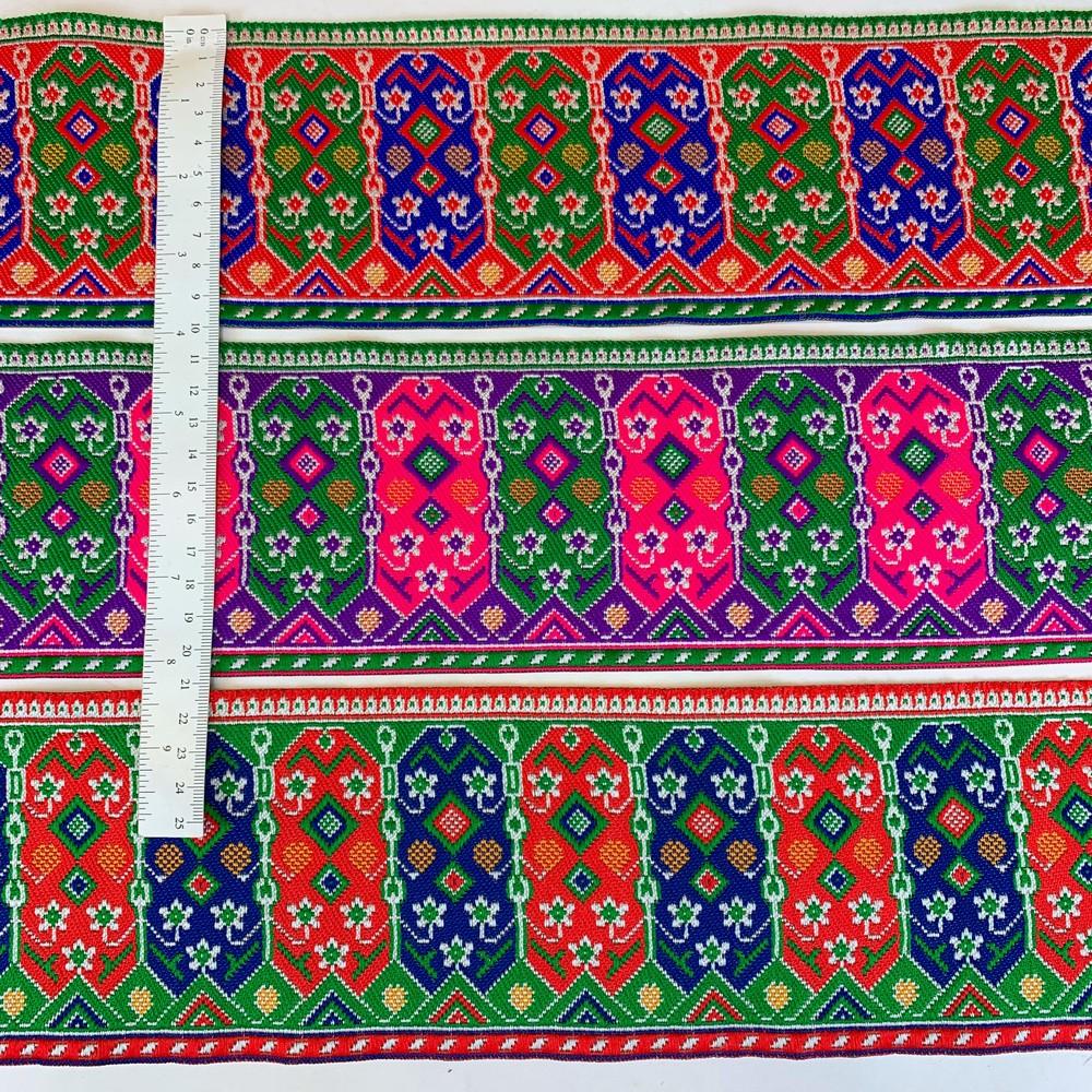 100mm Colorful Cross stich Jacquard Lace, view 3