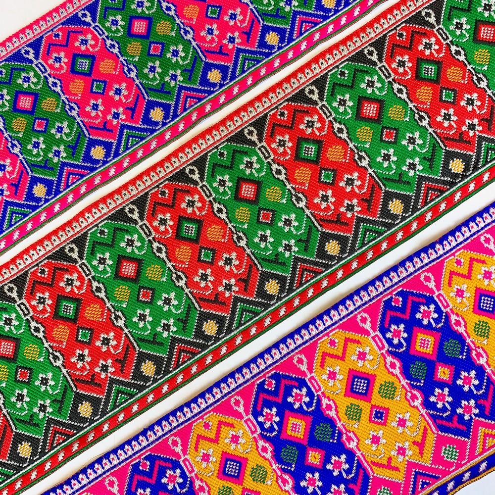 100mm Colorful Cross stich Jacquard Lace, view 4