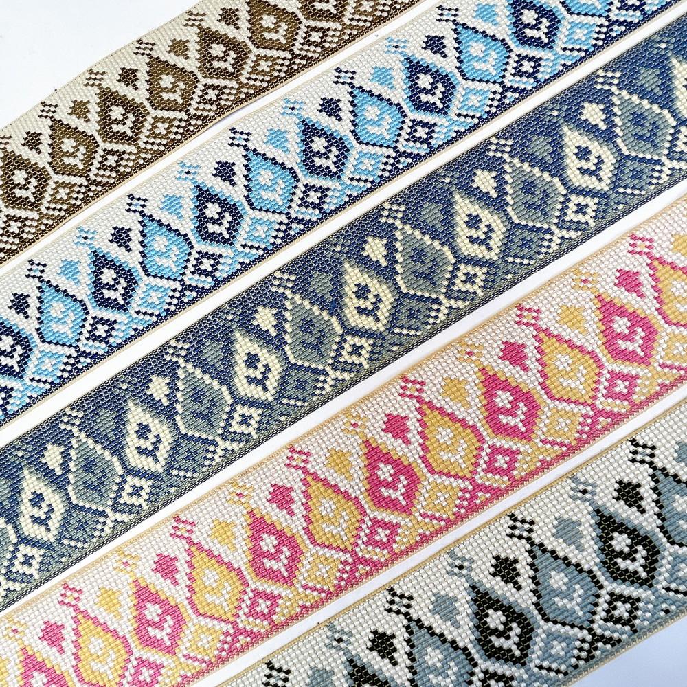 52mm Premium Cross-Stitch Jacquard Ribbon - Ethnic Geometric Border Lace for Garments & Crafts, view 5