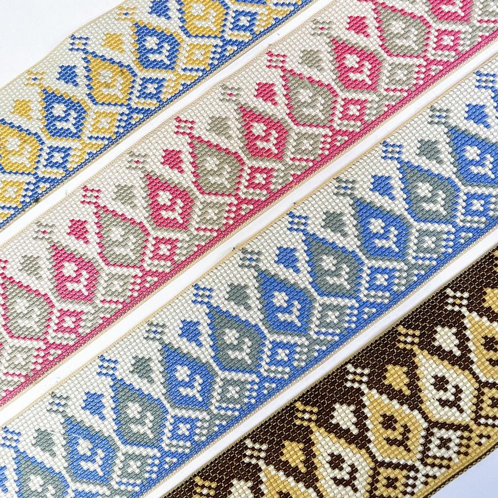 52mm Premium Cross-Stitch Jacquard Ribbon - Ethnic Geometric Border Lace for Garments & Crafts, view 7