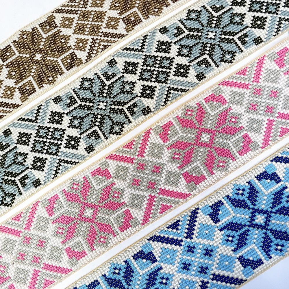 52mm Premium Cross-Stitch Jacquard Ribbon - Ethnic Geometric Border Lace for Garments & Crafts, view 6