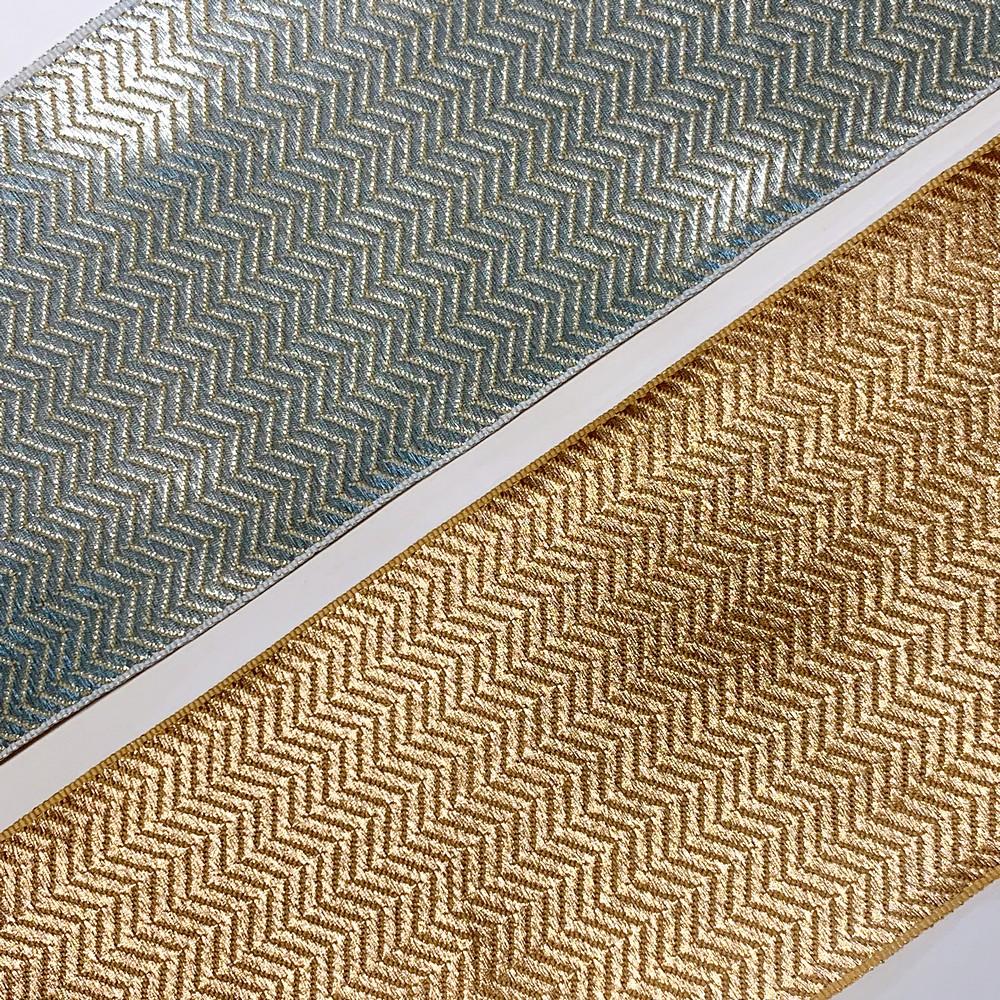 96mm Textured Metallic Zigzag Woven Jacquard Ribbon, view 3