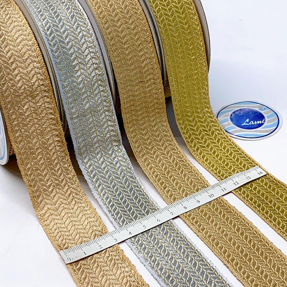 30mm Metallic Two-Tone Zigzag Woven Jacquard Ribbon, view 1