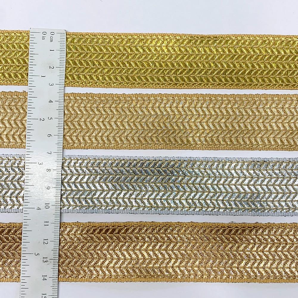 30mm Metallic Two-Tone Zigzag Woven Jacquard Ribbon, view 2