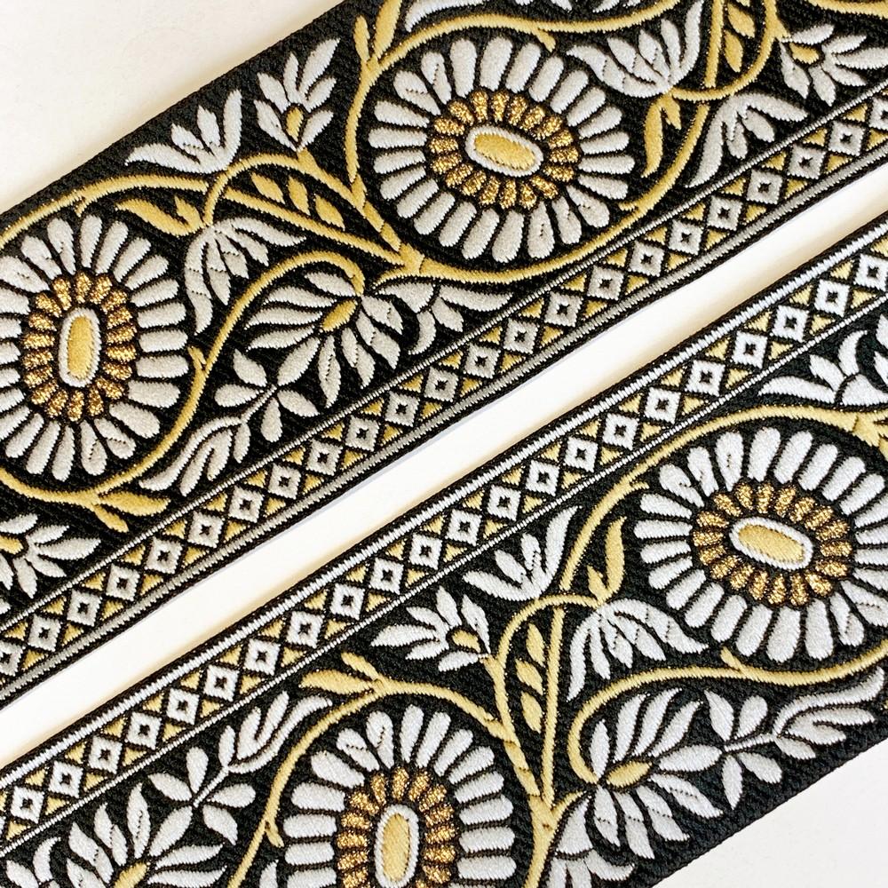 65mm & Gold Jacquard Border with Paisley Design, view 3