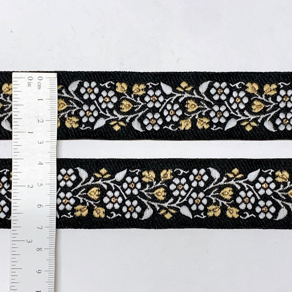 32mm & Gold Jacquard Border with Paisley Design, view 2