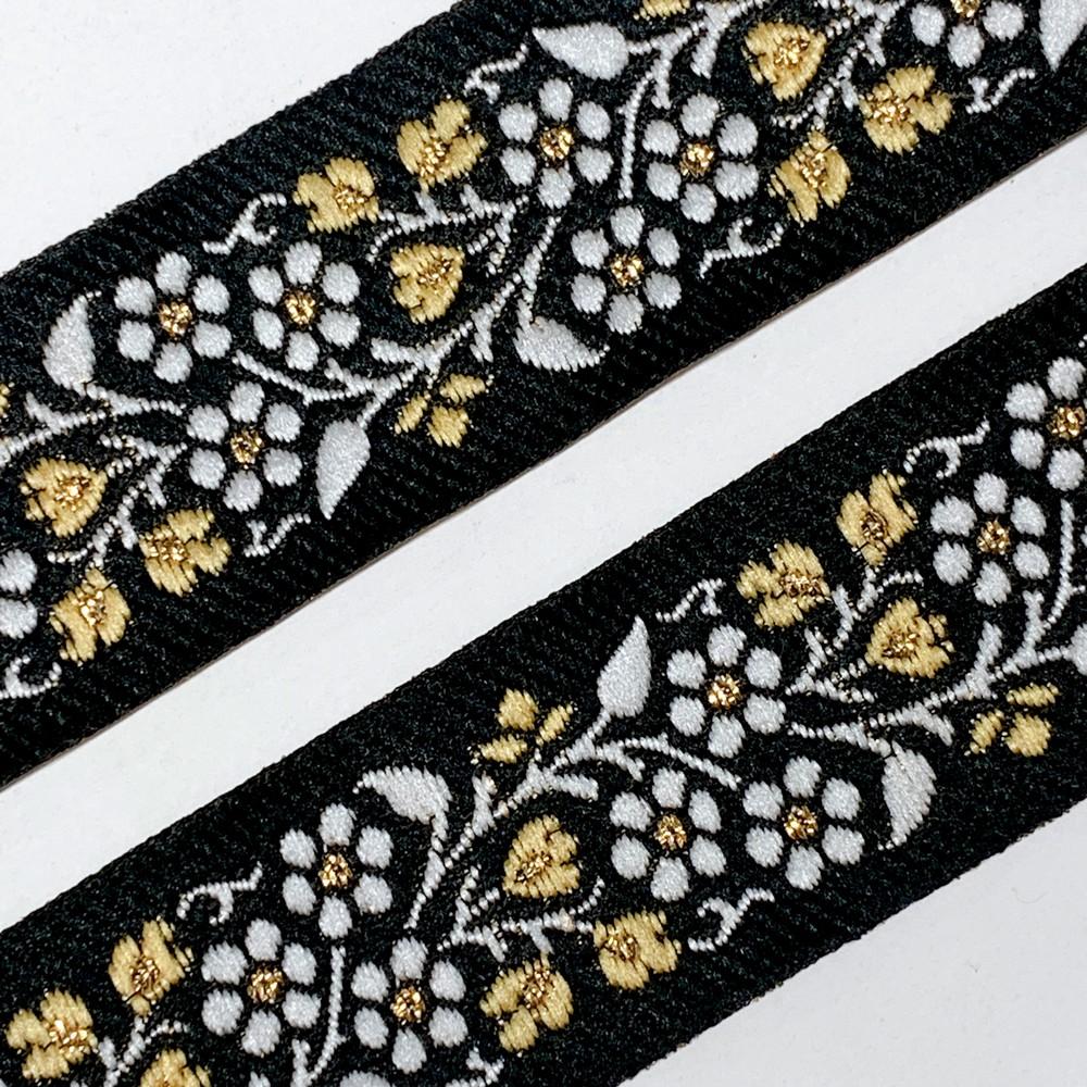 32mm & Gold Jacquard Border with Paisley Design, view 3