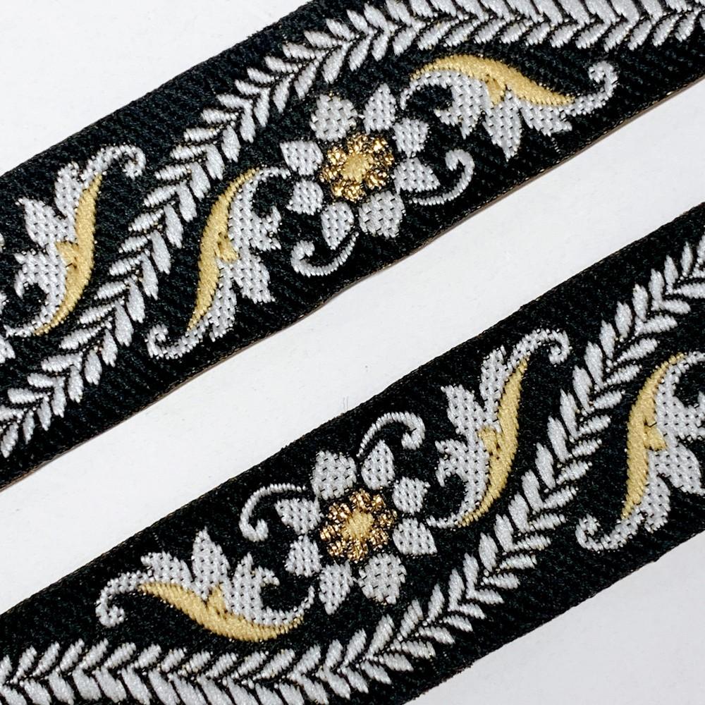 32mm & Gold Jacquard Border with Paisley Design, view 3