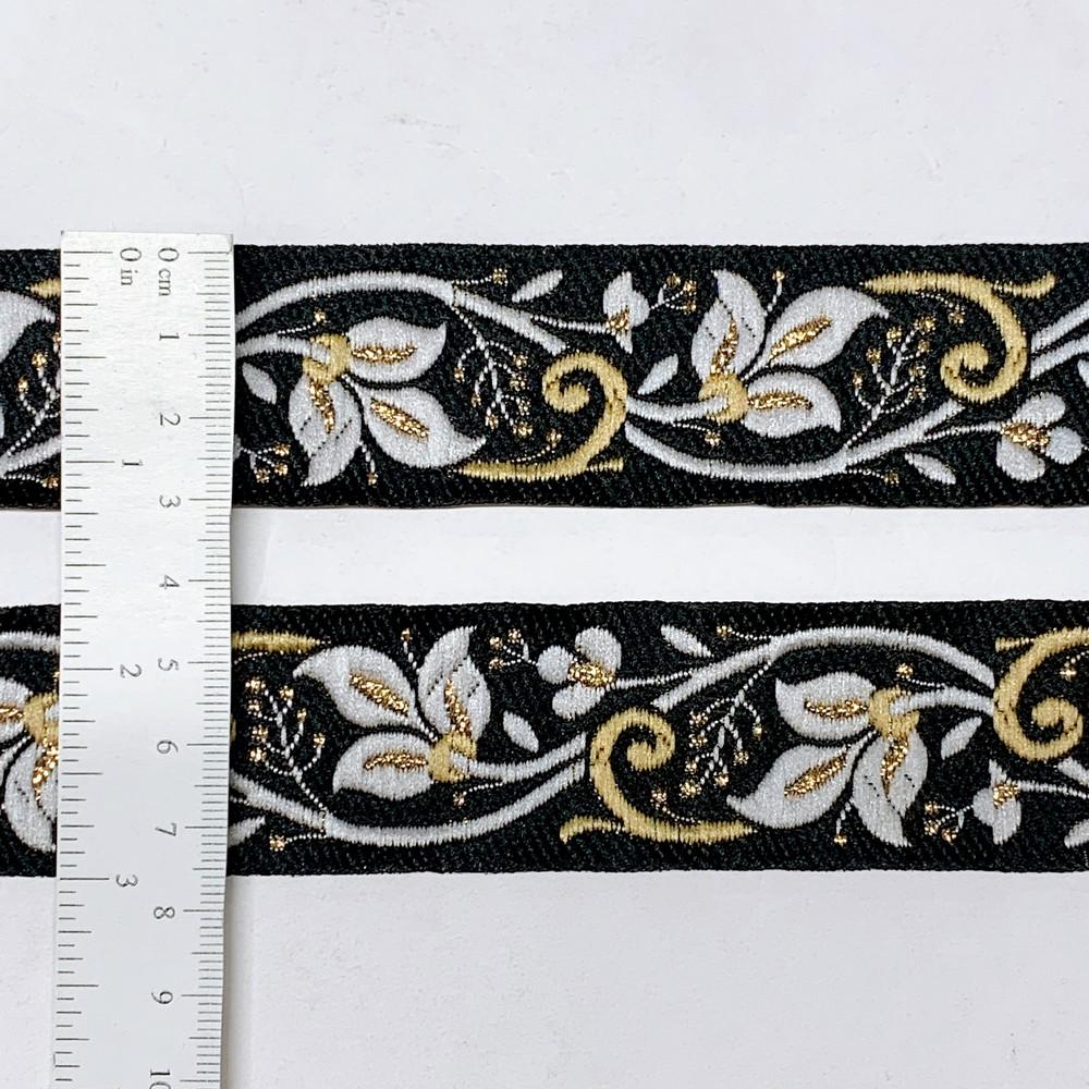32mm & Gold Jacquard Border with Paisley Design, view 2