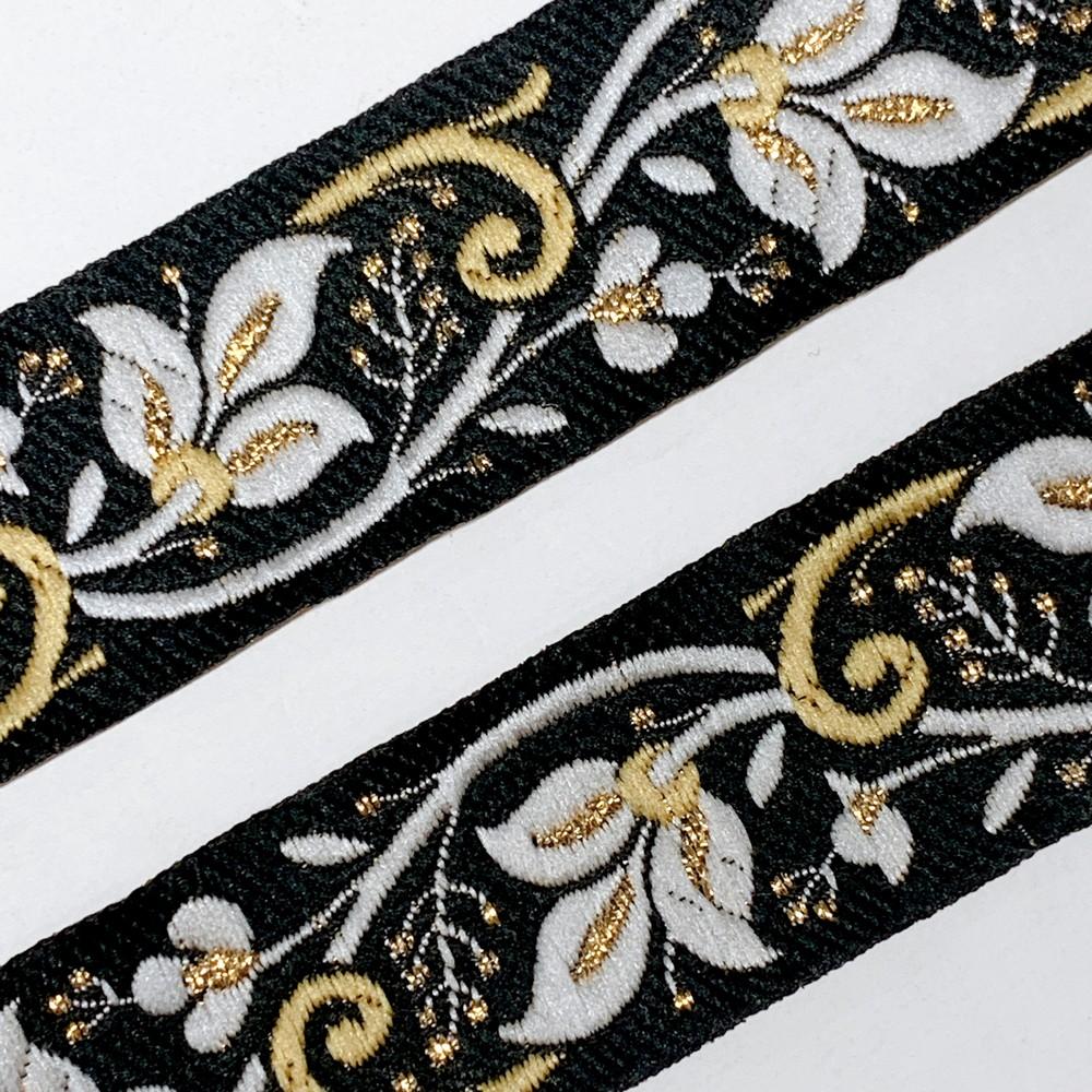 32mm & Gold Jacquard Border with Paisley Design, view 3
