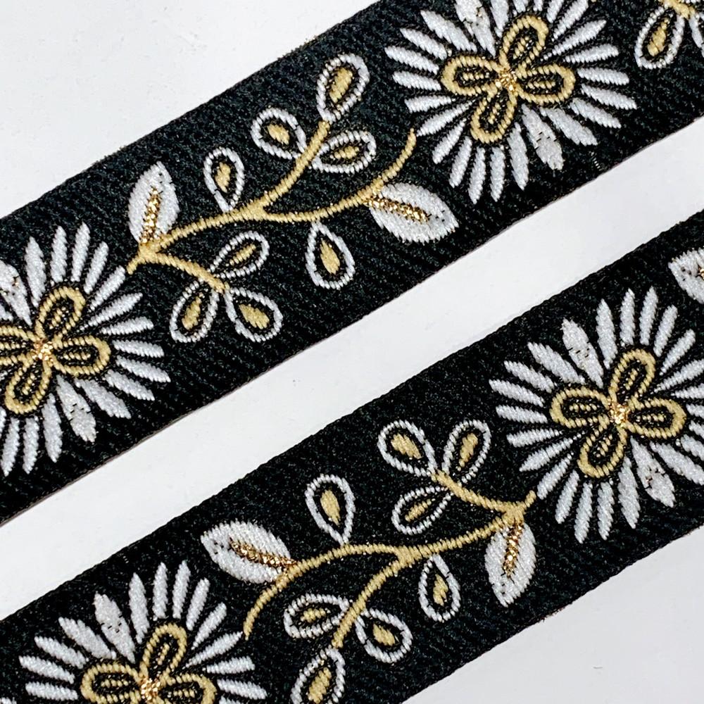 32mm & Gold Jacquard Border with Paisley Design, view 3