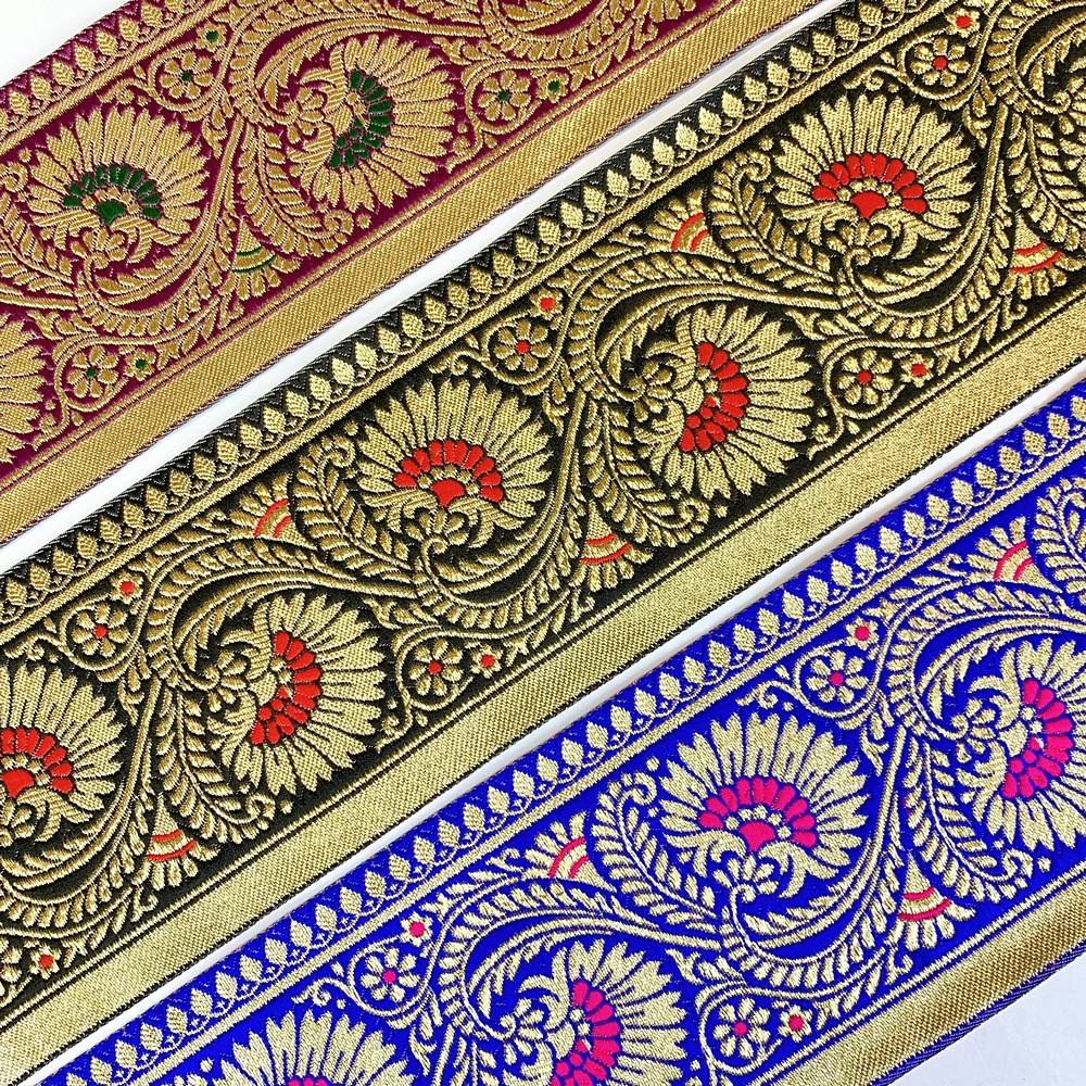95mm Designer Golden Zari Banarasi Jacquard Lace, view 7
