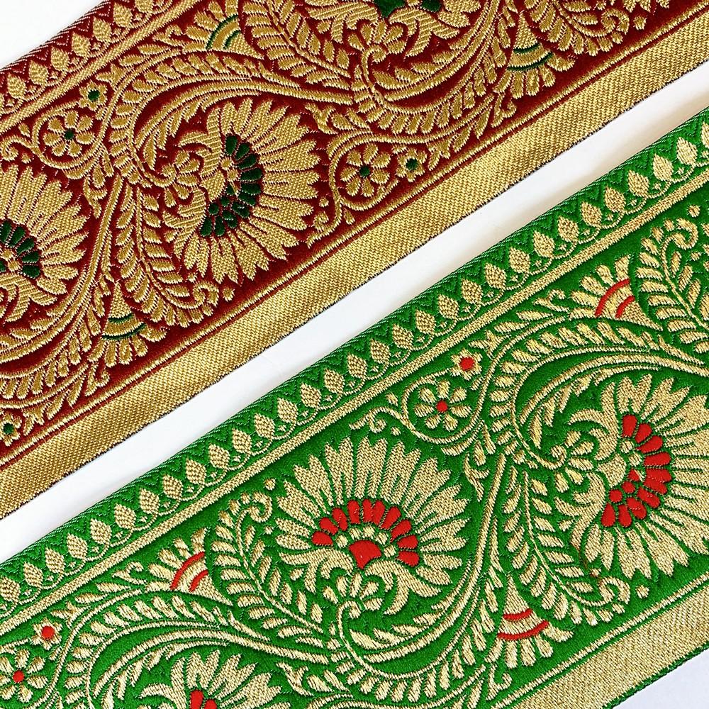 95mm Designer Golden Zari Banarasi Jacquard Lace, view 9