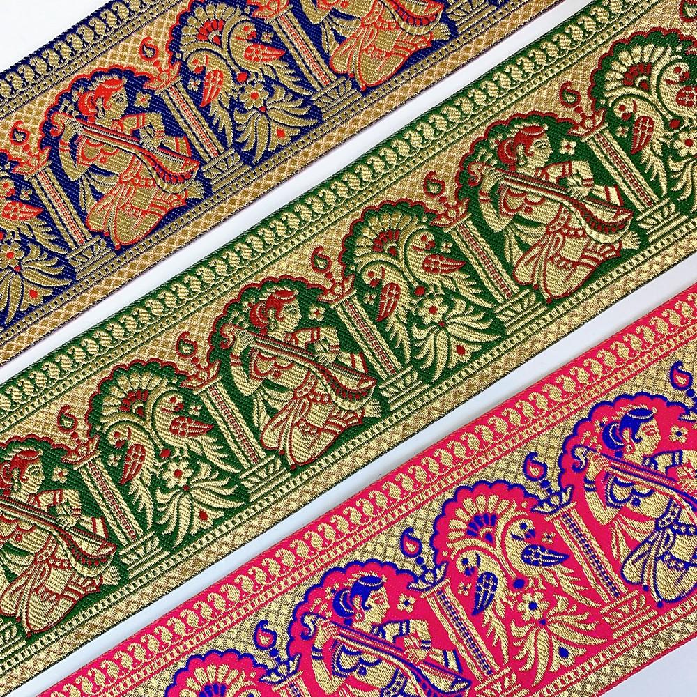95mm Designer Golden Zari Banarasi Jacquard Lace, view 5