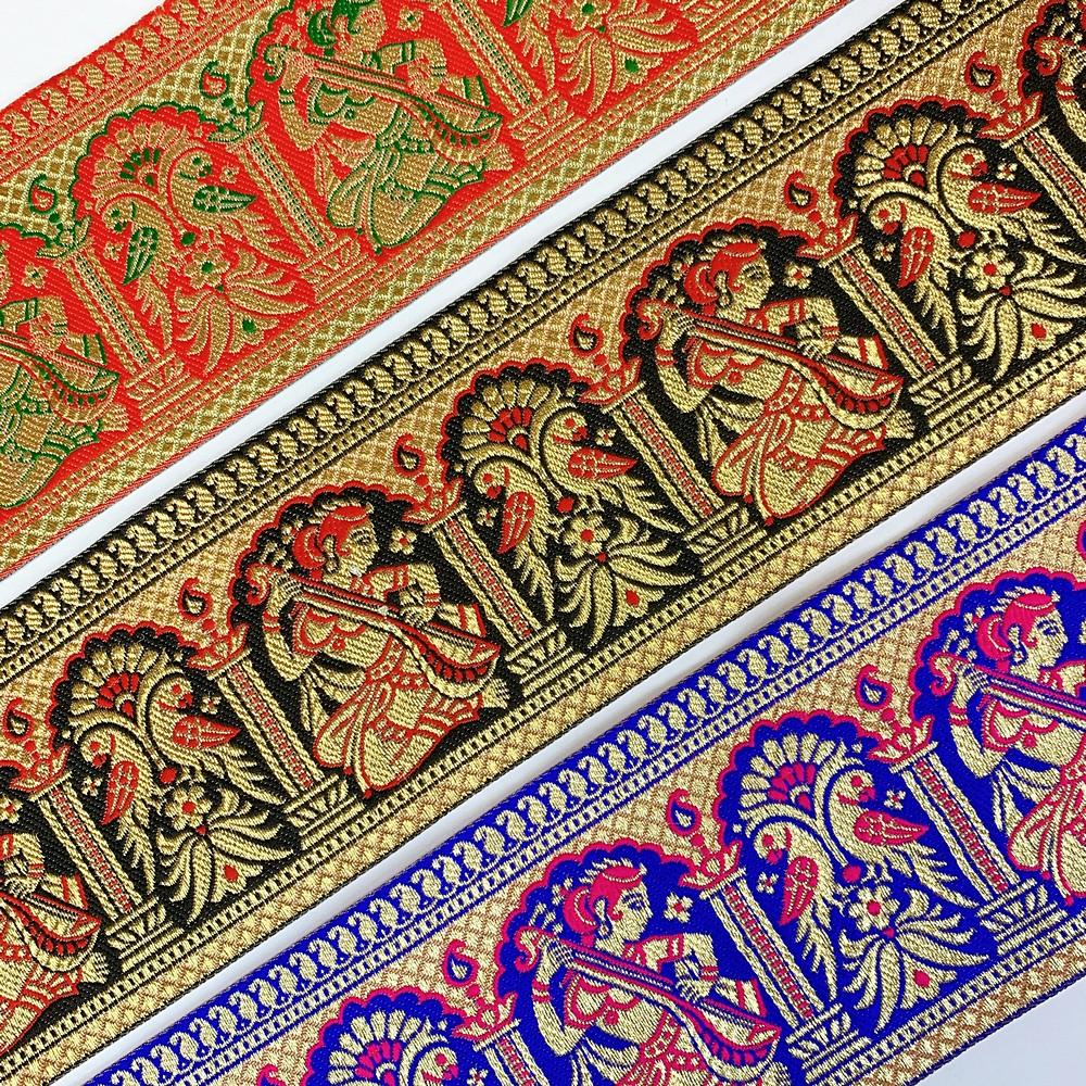95mm Designer Golden Zari Banarasi Jacquard Lace, view 7